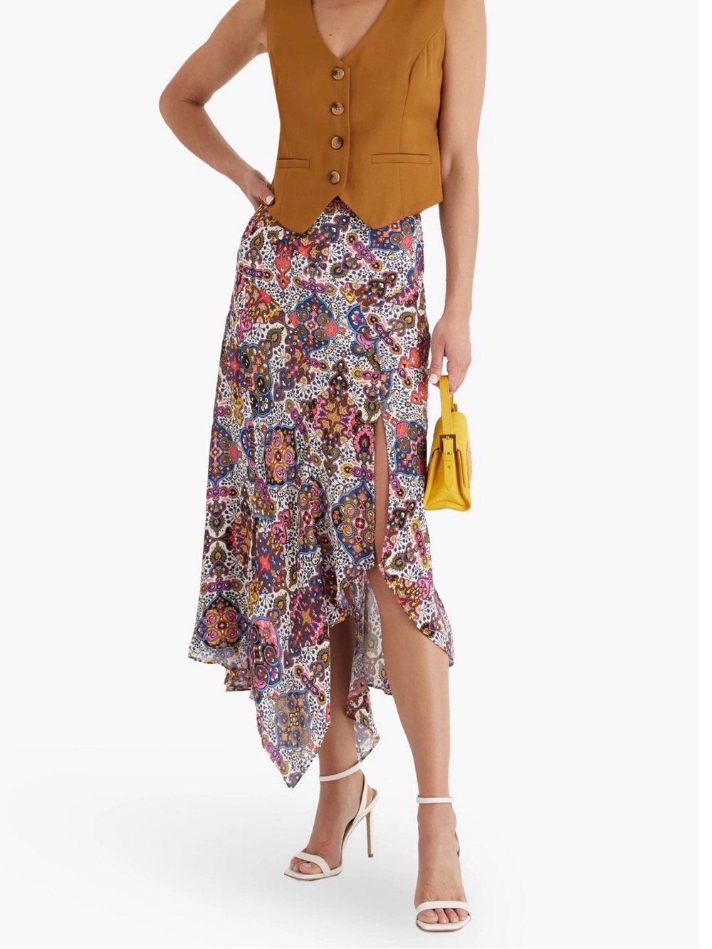 🌸Veronica Beard Women’s “Mac” Boho Paisley Flowy Side Slit Midi Skirt | XS